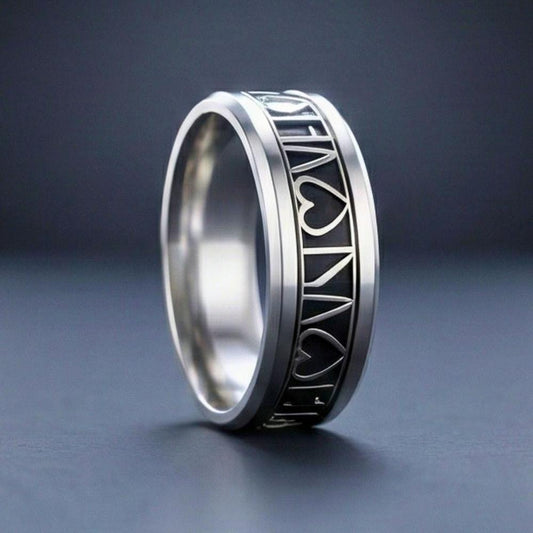 THE MEN THING Rings REGALIA HEART RING - Pure Stainless Steel Men’s Steel-Plated Ring (Size : 26)