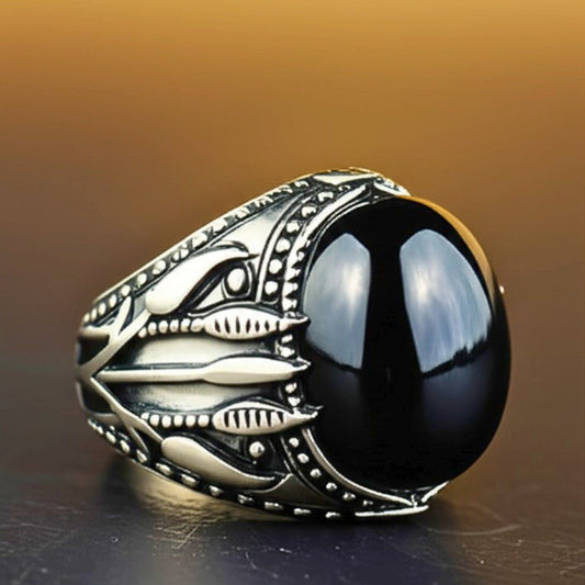 THE MEN THING Rings Royal Series - BLACKTHORN REGENT RING - Pure Stainless Steel Men’s Steel-Black-Plated Ring – Statement Luxury Jewelry (Size : 19-21-24)