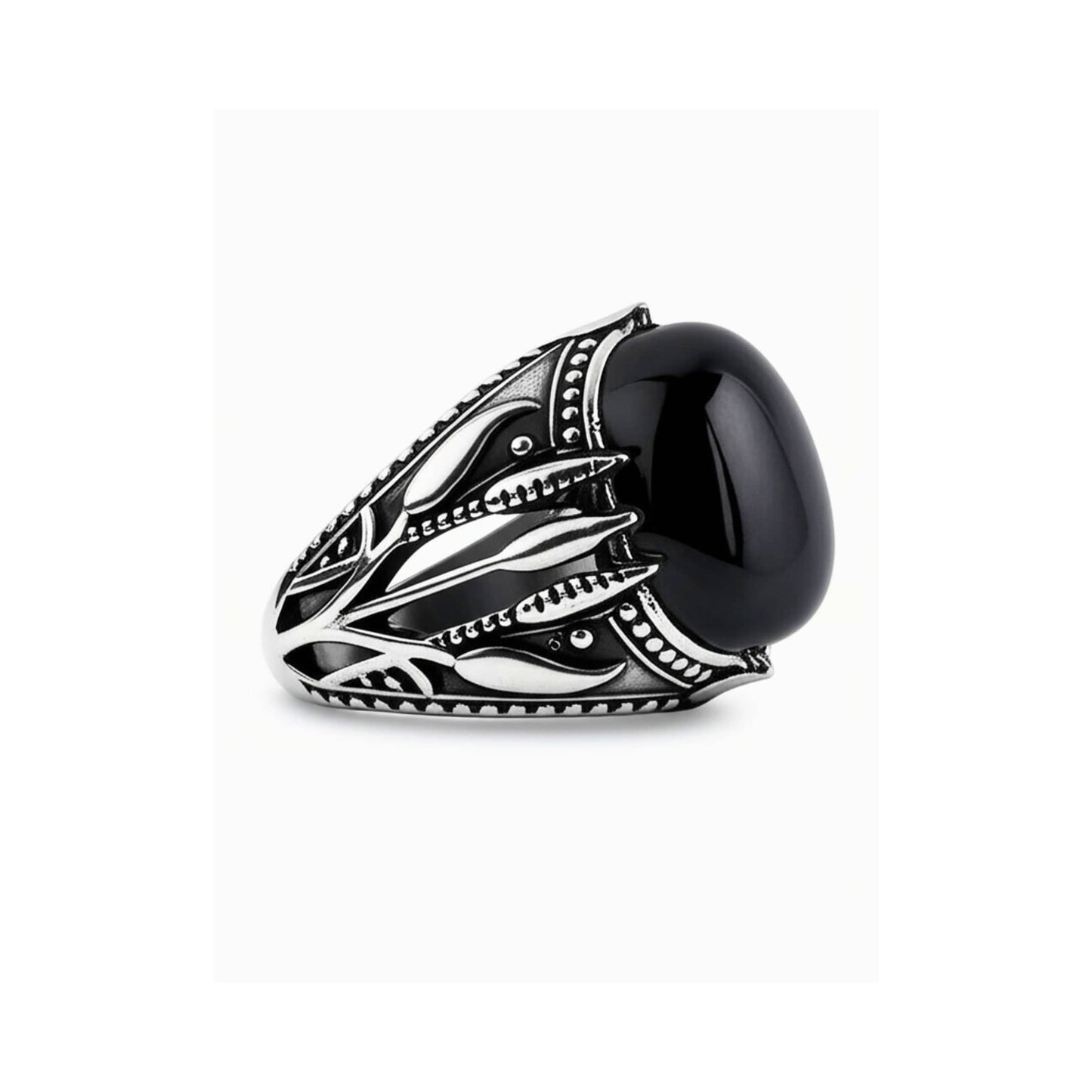 THE MEN THING Rings Royal Series - BLACKTHORN REGENT RING - Pure Stainless Steel Men’s Steel-Black-Plated Ring – Statement Luxury Jewelry (Size : 19-21-24)