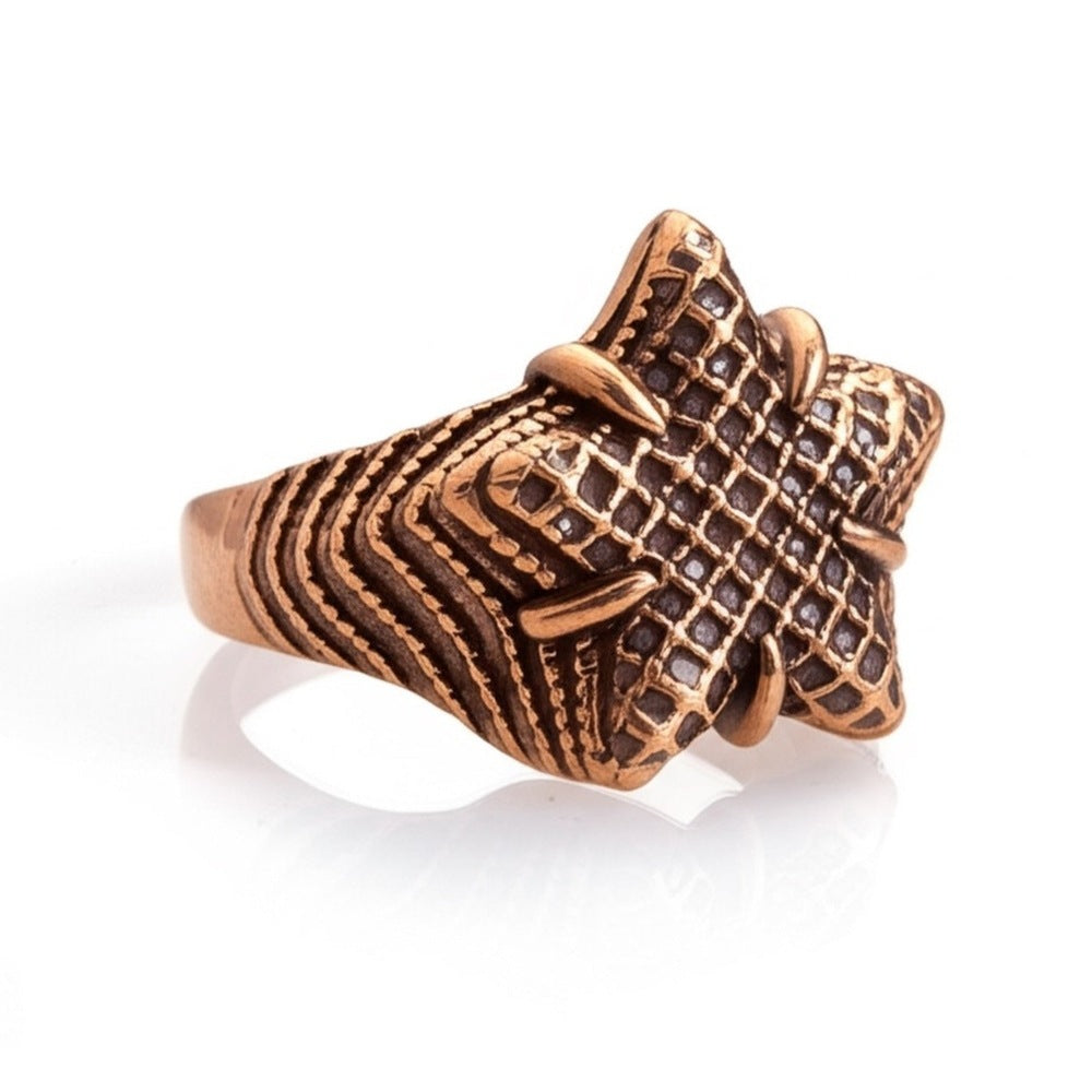 THE MEN THING Rings Royal Series - COPPER BASTION RING - Pure Stainless Steel Men’s Rose Gold-Plated Ring – Statement Luxury Jewelry (Size : 19-21-24)