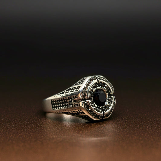 THE MEN THING Rings Royal Series - DARK CITADEL RING - Pure Stainless Steel Men’s Steel-Plated Ring – Statement Luxury Jewelry (Size : 16-17-19-21-22-26-27)