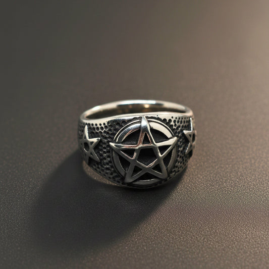 THE MEN THING Rings Royal Series - DARKSTAR EMBLEM RING - Pure Stainless Steel Men’s Steel-Plated Ring – Statement Luxury Jewelry (Size : 16-18-20-22-28-30)