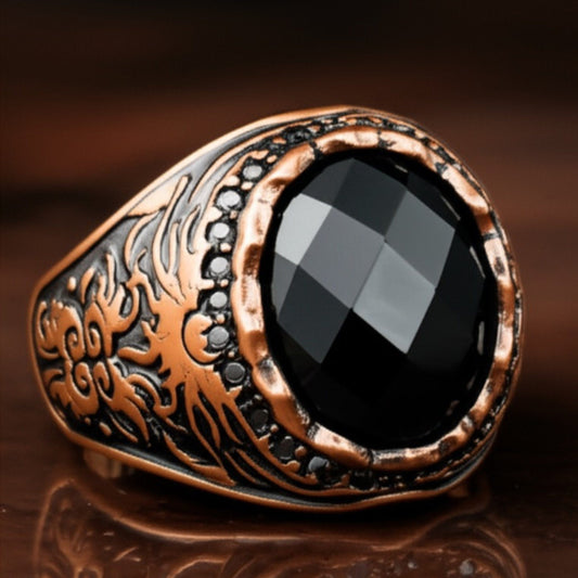 THE MEN THING Rings Royal Series - MYSTIC FORGE RING - Pure Stainless Steel Men’s Rose Gold-Plated Ring – Statement Luxury Jewelry (Size : 19-22-23)