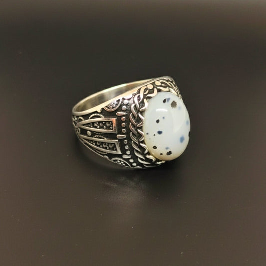 THE MEN THING Rings Royal Series - OBSIDIAN MIRAGE MULTICOLOR STONES - Pure Stainless Steel Men’s Steel-Plated Ring – Statement Luxury Jewelry (Size :16-17-18-21-22-26-27)