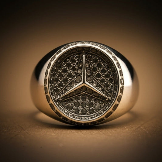 THE MEN THING Rings Royal Series - TRISTAR SHINING RING - Pure Stainless Steel Men’s Steel-Plated Ring – Statement Luxury Jewelry (Size : 19-22-24)