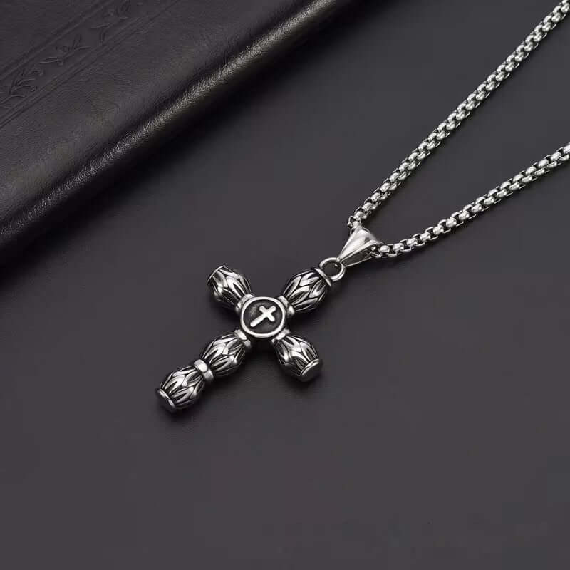 THE MEN THING SS Pendant/ Necklace ALLMIGHTY CROSS (T) - Pure Titanium Steel Pendant with Stainless Steel 24inch Round Box Chain, European trending Style for Men & Boy