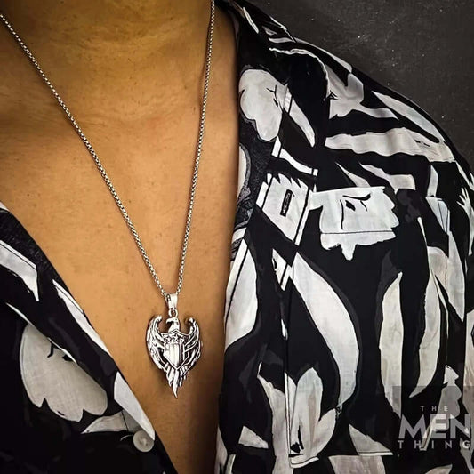 THE MEN THING SS Pendant/ Necklace AMERICAN EAGLE PRIDE - Pure Titanium Steel The Eagle Pendant with 24inch Round Box Chain for Men & Boys