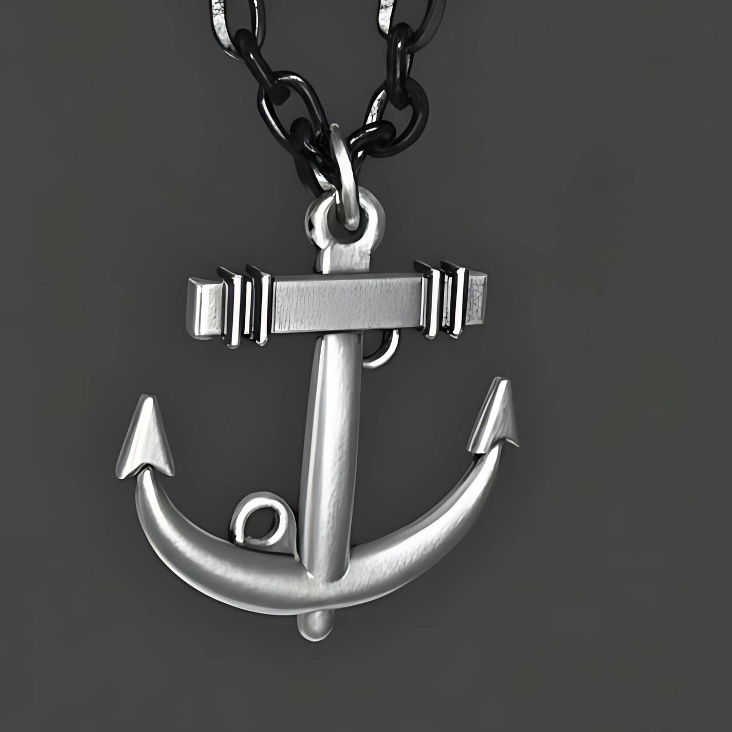 THE MEN THING SS Pendant/ Necklace AQUA ANCHOR - Pure Titanium Steel Pendant with 27inch Chain for Men & Boys