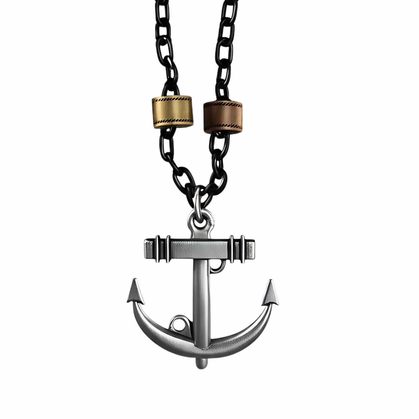 THE MEN THING SS Pendant/ Necklace AQUA ANCHOR - Pure Titanium Steel Pendant with 27inch Chain for Men & Boys