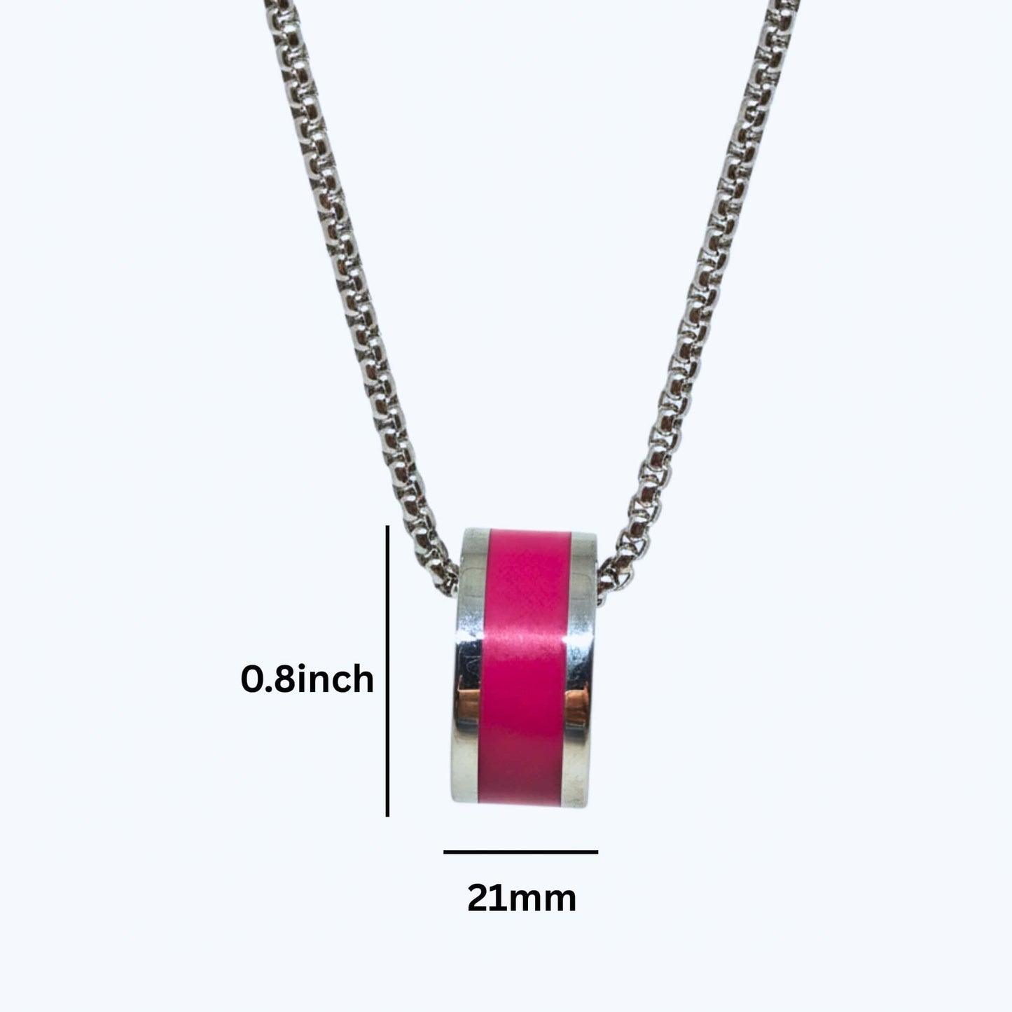 THE MEN THING SS Pendant/ Necklace AURORA CORE - Bright Cherry-Red 21mm Titanium Steel Pendant with 24inch Round Box 4mm Chain for Men & Boys