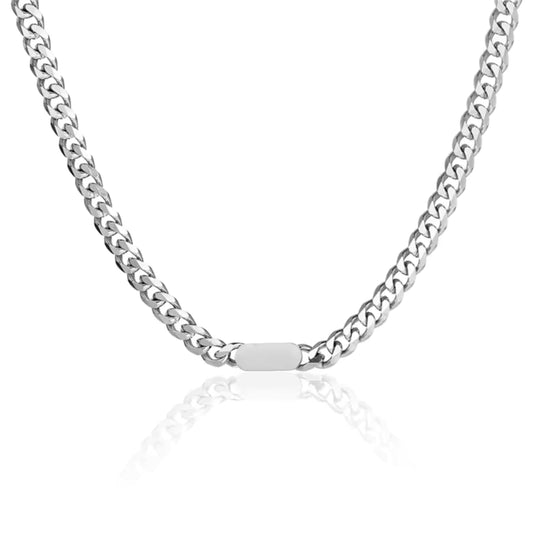 THE MEN THING SS Pendant/ Necklace BAR LINK - 8mm Pure Stainless Steel 18 to 20inch Adjustable Cube Chain for Men & Boys