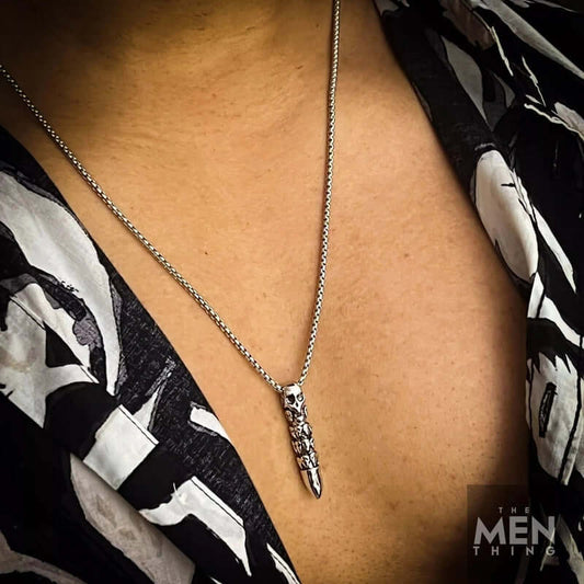 THE MEN THING SS Pendant/ Necklace BULLET OF DOOM - Alloy Pendant with Stainless Steel 24inch Round Box Chain, European trending Style for Men & Boy