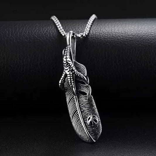 THE MEN THING SS Pendant/ Necklace CLAW LEAF - Alloy Pendant with Pure Stainless Steel 24inch Round Box Chain for Men, European trending Style