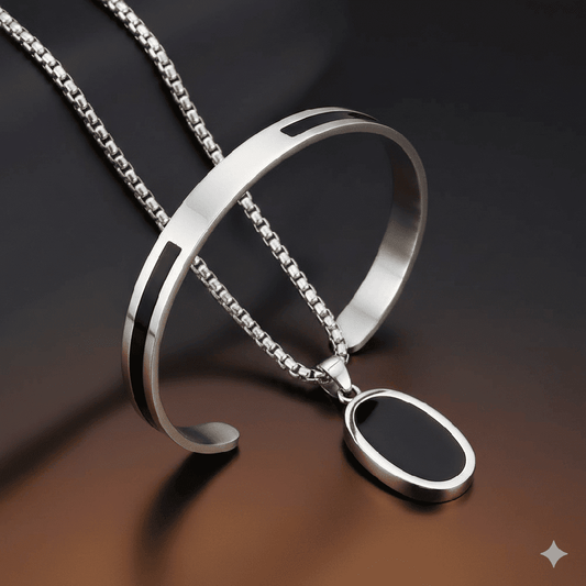 THE MEN THING SS Pendant/ Necklace COMBO – Stoic Bracelet + Eclipse Pendant Necklace for Men's