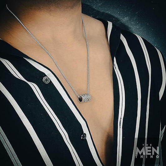 THE MEN THING SS Pendant/ Necklace CYL-MANTRA - Alloy Pendant with Pure Stainless Steel 24inch Round Box Chain, American trending Style for Men & Boy