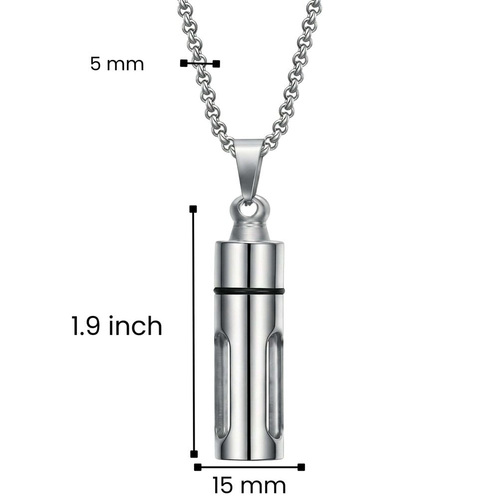 THE MEN THING SS Pendant/ Necklace CYLINDRICAL - Titanium Steel Pendant with 22inch Round Rolo Chain for Men & Boys