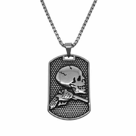 THE MEN THING SS Pendant/ Necklace DEADSHOT TAG - 31mm Titanium Steel Pendant with 24inch Round Box 5mm Chain for Men & Boys