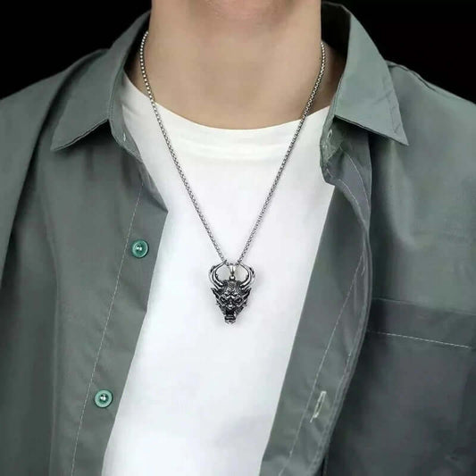 THE MEN THING SS Pendant/ Necklace DEMON TALISMAN - Alloy Pendant with Stainless Steel 24inch Round Box Chain, European trending Style for Men & Boy