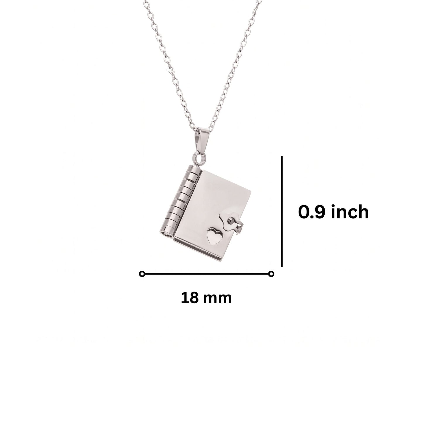 THE MEN THING SS Pendant/ Necklace DIARY LOCKET - 18mm Pure Titanium Steel Pendant with 3mm Chain for Men & Boys (17 to 19 inch Adjustable Cable Chain)
