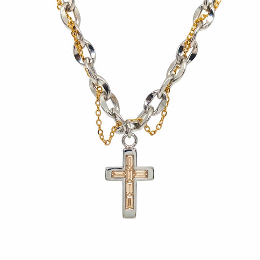 THE MEN THING SS Pendant/ Necklace DOMINUS CROSS - 17mm Titanium Steel Pendant with 20 to 21inch Adjustable Oval 8mm Chain for Men & Boys