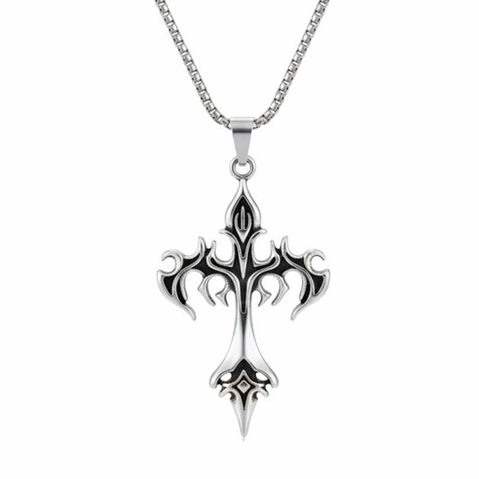 THE MEN THING SS Pendant/ Necklace DRAKMOR INFERNAL CROSS - 35mm Pure Titanium Steel Pendant with 23inch Round Box 4mm Chain for Men & Boys