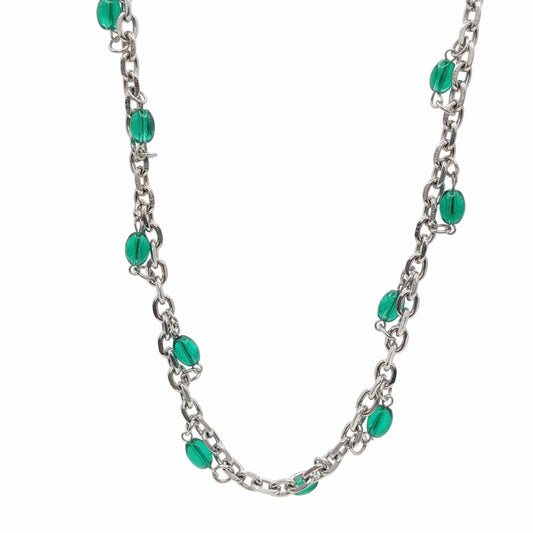 THE MEN THING SS Pendant/ Necklace EMERALD BEAD - Titanium Steel Pendant with 20 to 22inch Adjustable Chain for Men & Boys