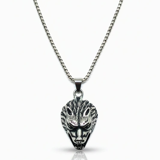 THE MEN THING SS Pendant/ Necklace FENRIR HOWL - 27mm Titanium Steel Pendant with 24inch Round Box 5mm Chain for Men & Boys