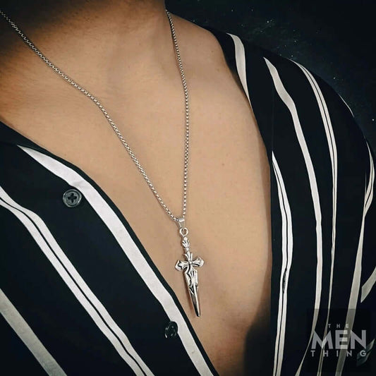 THE MEN THING SS Pendant/ Necklace GOT SWORD - Alloy Pendant with Pure Stainless Steel 24inch Round Box Chain, American trending Style for Men & Boys