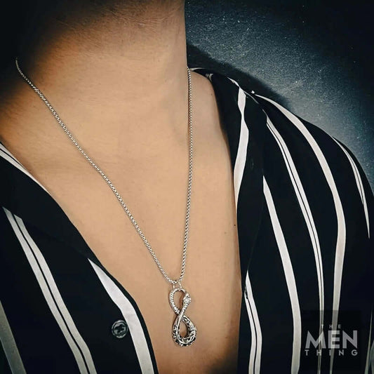 THE MEN THING SS Pendant/ Necklace INFINITY SNAKE - Alloy Pendant with Pure Stainless Steel 24inch Round Box Chain, European trending Style for Men & Boy