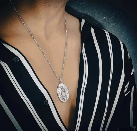 THE MEN THING SS Pendant/ Necklace JESUS CARD - Alloy Pendant with Pure Stainless Steel 24inch Round Box Chain, American trending Style for Men & Boy