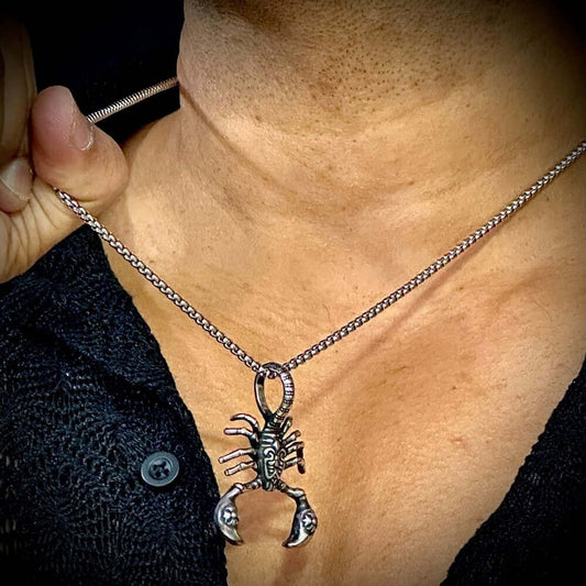 THE MEN THING SS Pendant/ Necklace KINGSCORP (T) - Pure Titanium Steel Scorpion Pendant with Stainless Steel 24inch Round Box Chain, European trending Style for Men & Boy