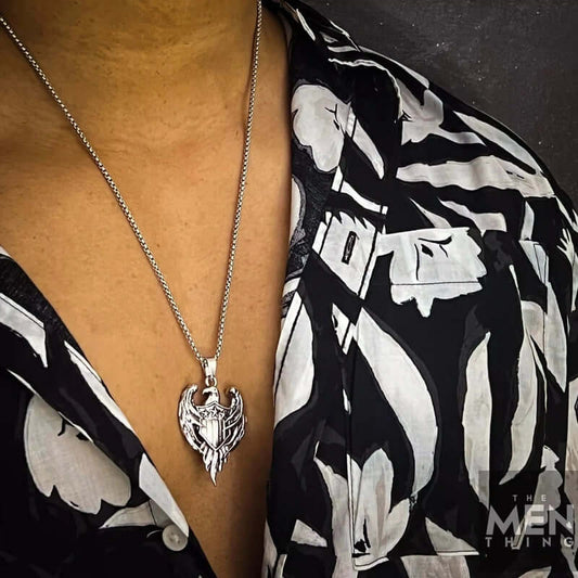 THE MEN THING SS Pendant/ Necklace LIBERTY WINGS - Alloy The Eagle Pendant with Stainless Steel 24inch Round Box Chain, European trending for Men & Boy