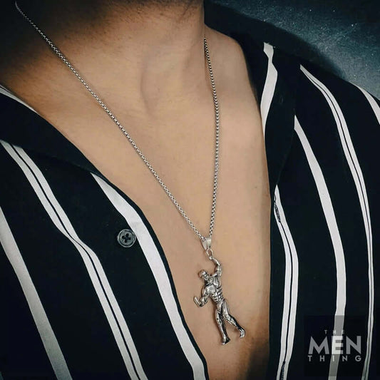 THE MEN THING SS Pendant/ Necklace MUSCULAR FIT - Alloy Fitness Pendant with Stainless Steel 24inch Round Box Chain, American trending Style for Men & Boy