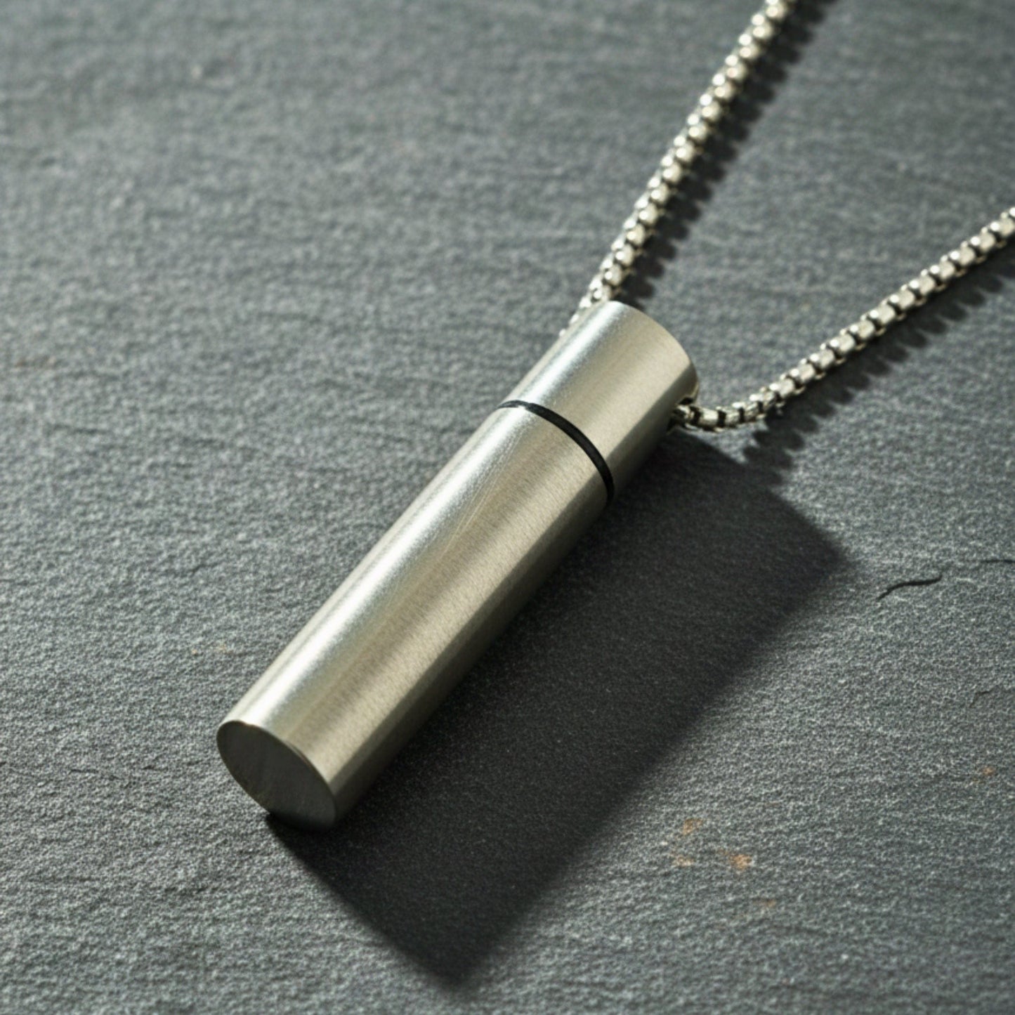 THE MEN THING SS Pendant/ Necklace OBSIDIAN CORE - SILVER - 10mm Titanium Steel Pendant with 24inch Round Box 4 mm Chain for Men & Boys with adjustable cable chain