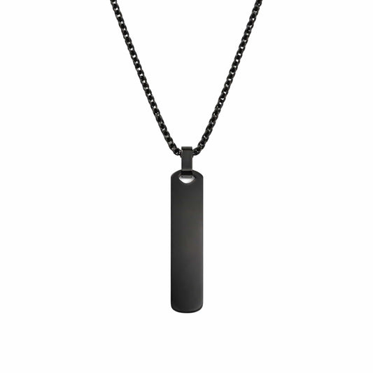 THE MEN THING SS Pendant/ Necklace OBSIDIAN STRIPE - BLACK - 11mm Pure Titanium Steel Pendant with 27inch Round Box 4mm Chain for Men & Boys