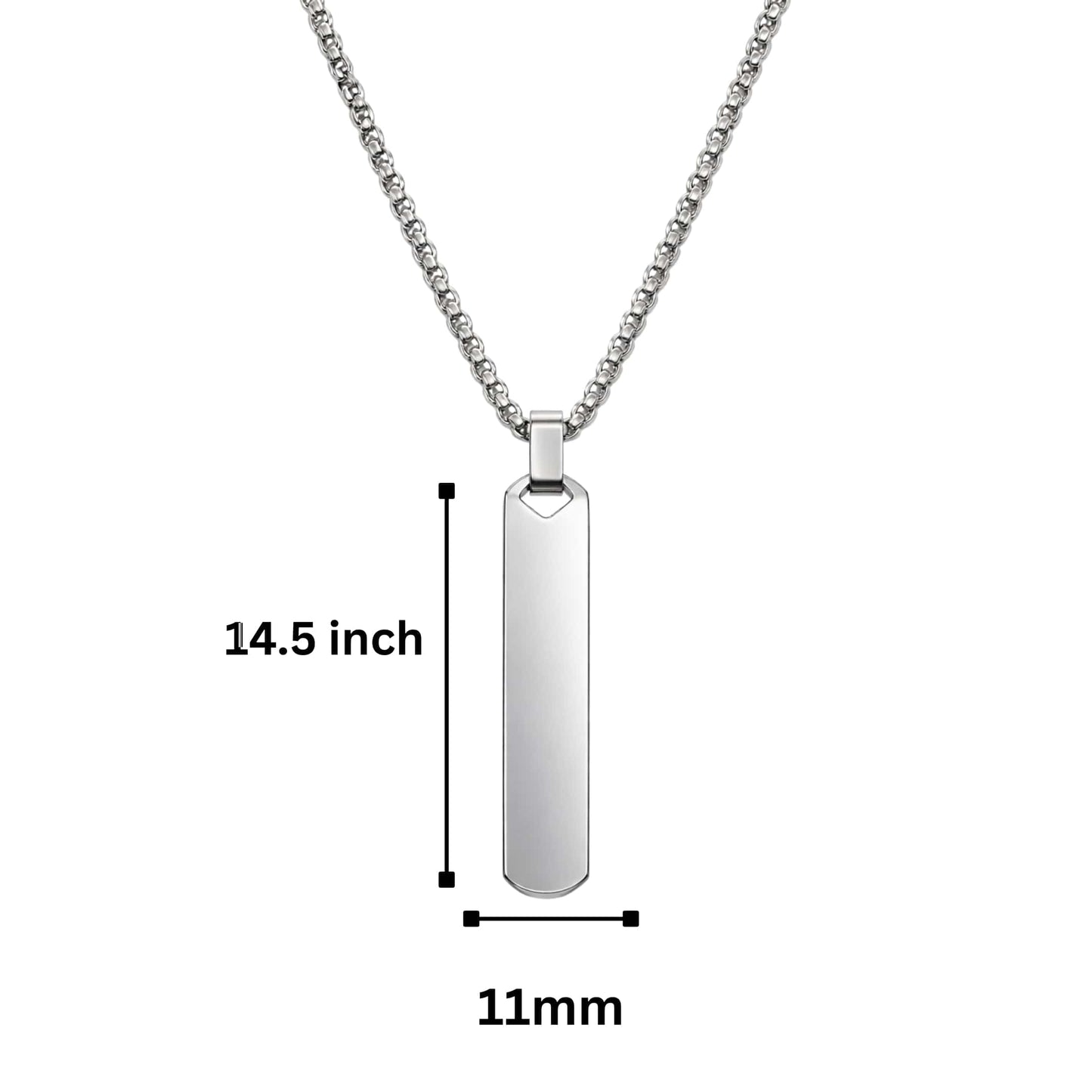 THE MEN THING SS Pendant/ Necklace OBSIDIAN STRIPE - STEEL - 11mm Pure Titanium Steel Pendant with 27inch Round Box 4mm Chain for Men & Boys