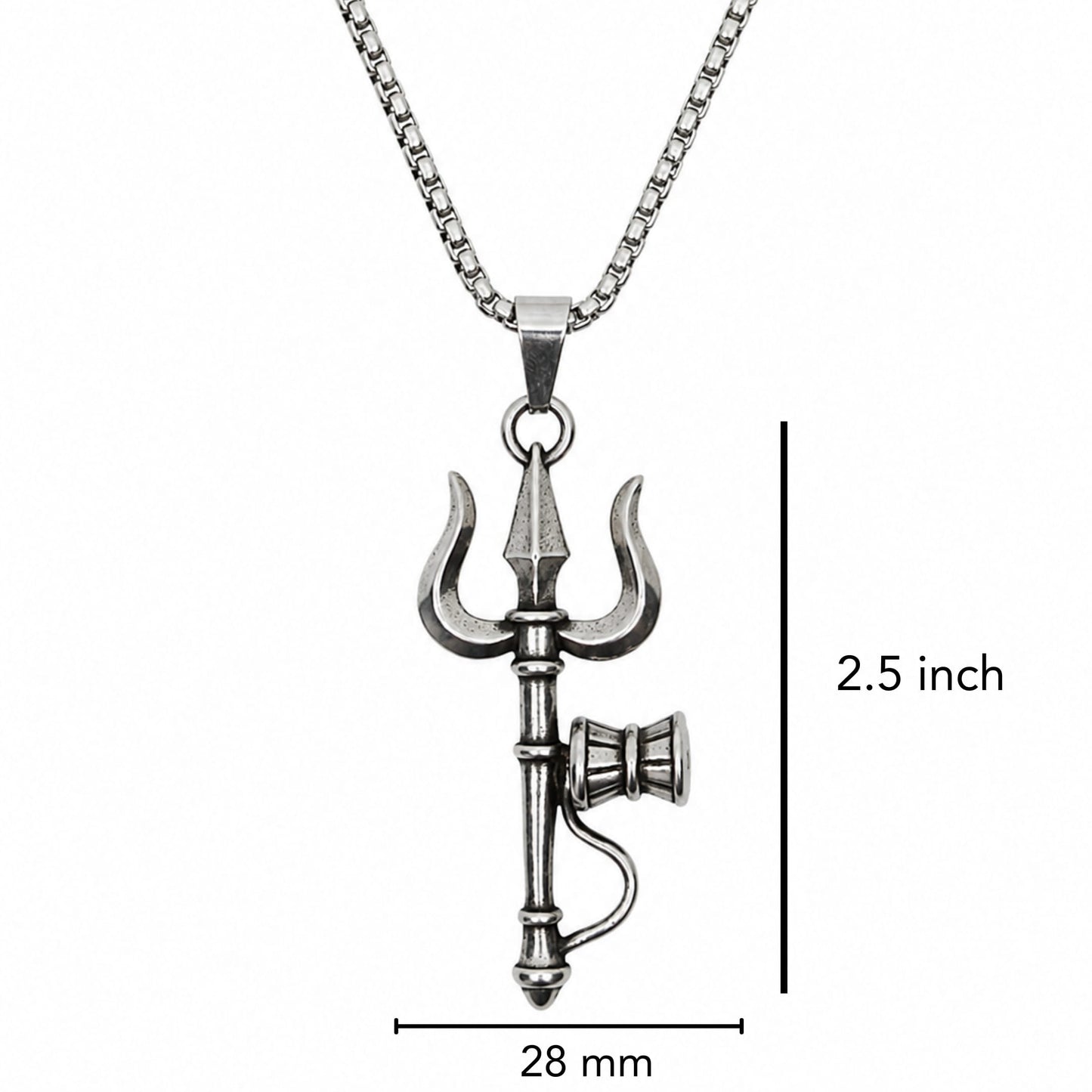 THE MEN THING SS Pendant/ Necklace OM AURA - Pure Vintage Pure Steel Pendant with 24inch Round Box 5mm Chain for Men & Boys
