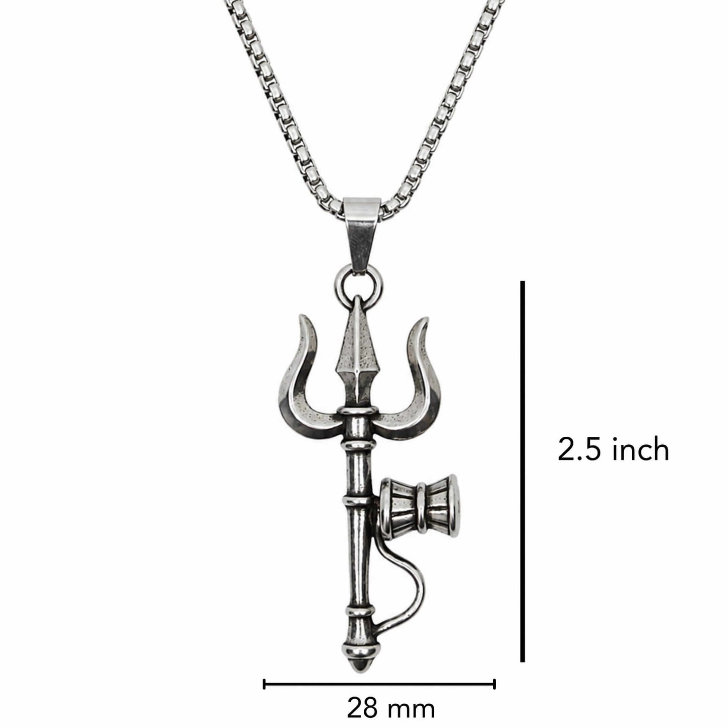 THE MEN THING SS Pendant/ Necklace OM AURA - Pure Vintage Pure Steel Pendant with 24inch Round Box 5mm Chain for Men & Boys