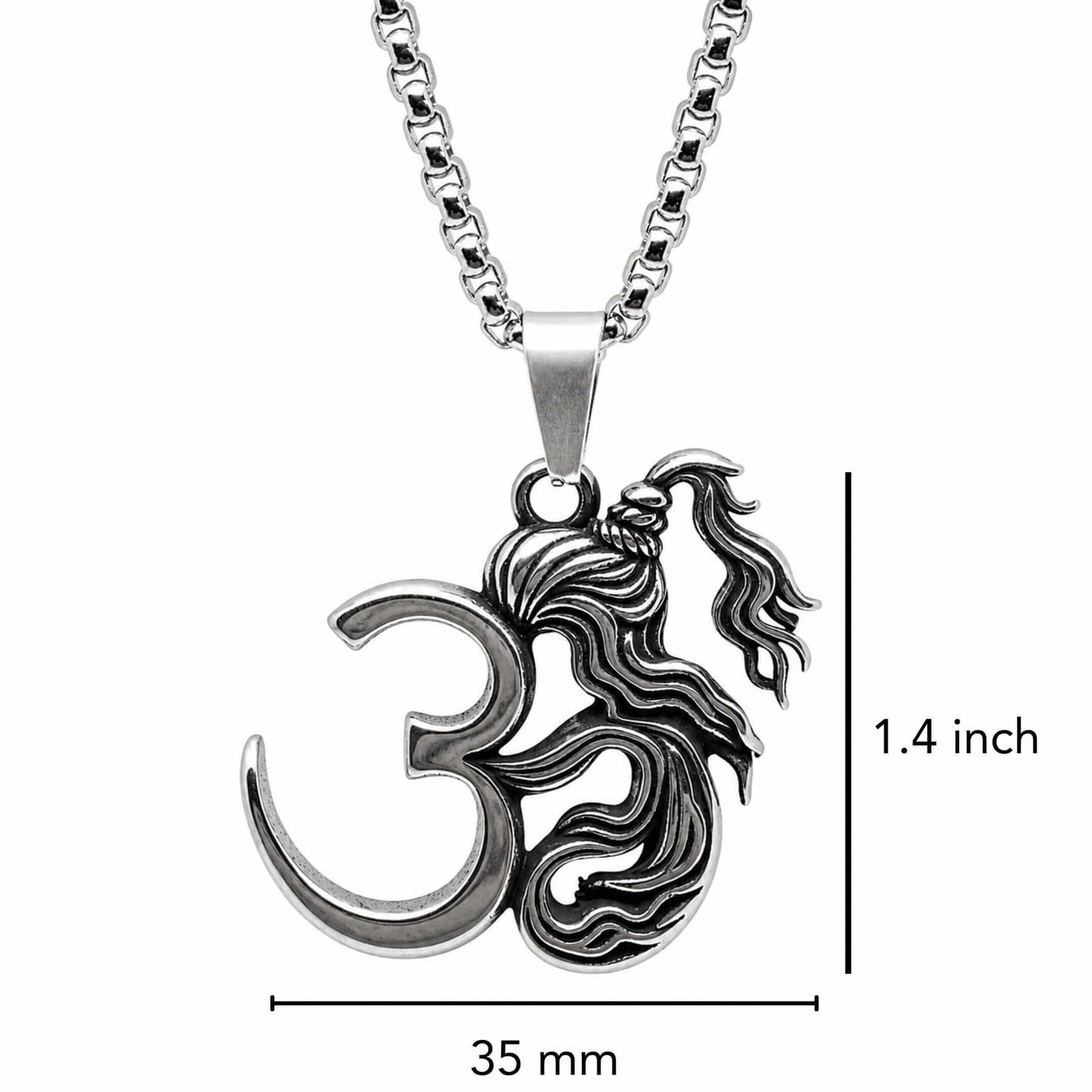 THE MEN THING SS Pendant/ Necklace OM AURA - Pure Vintage Pure Steel Pendant with 24inch Round Box 5mm Chain for Men & Boys