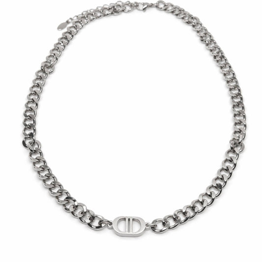 THE MEN THING SS Pendant/ Necklace OVAL BAR CONNECTOR - 11mm Pure Titanium Steel Pendant with 19 to 21inch Adjustable Cube 9mm Chain for Men & Boys