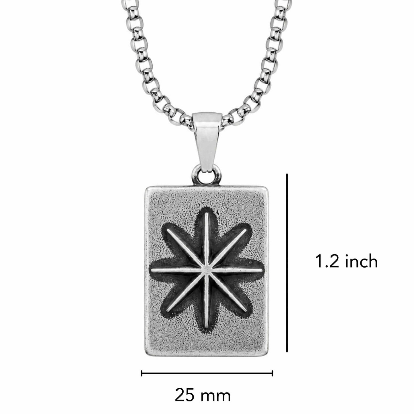 THE MEN THING SS Pendant/ Necklace POLARIS - Pure Vintage Pure Steel Pendant with 24inch Round Box 5mm Chain for Men & Boys