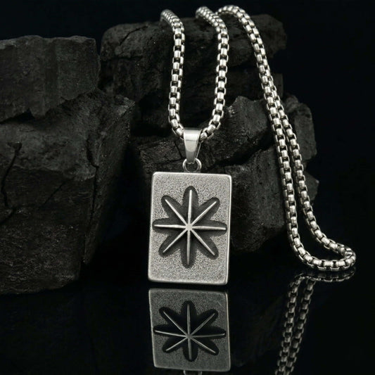 THE MEN THING SS Pendant/ Necklace POLARIS - Pure Vintage Pure Steel Pendant with 24inch Round Box 5mm Chain for Men & Boys