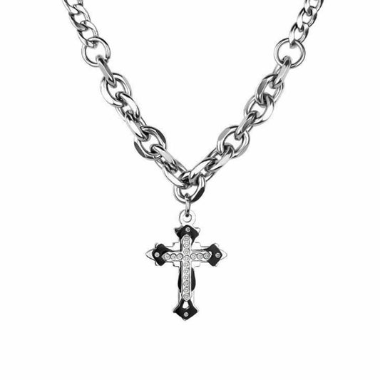 THE MEN THING SS Pendant/ Necklace REGALIS CRUCIS - 26mm Titanium Steel Pendant with 21 to 23inch Adjustable Cube 6mm Chain for Men & Boys