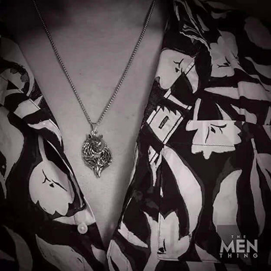 THE MEN THING SS Pendant/ Necklace RUBY FOX - Alloy Pendant with Stainless Steel 24inch Round Box Chain, European trending Style for Men & Boys