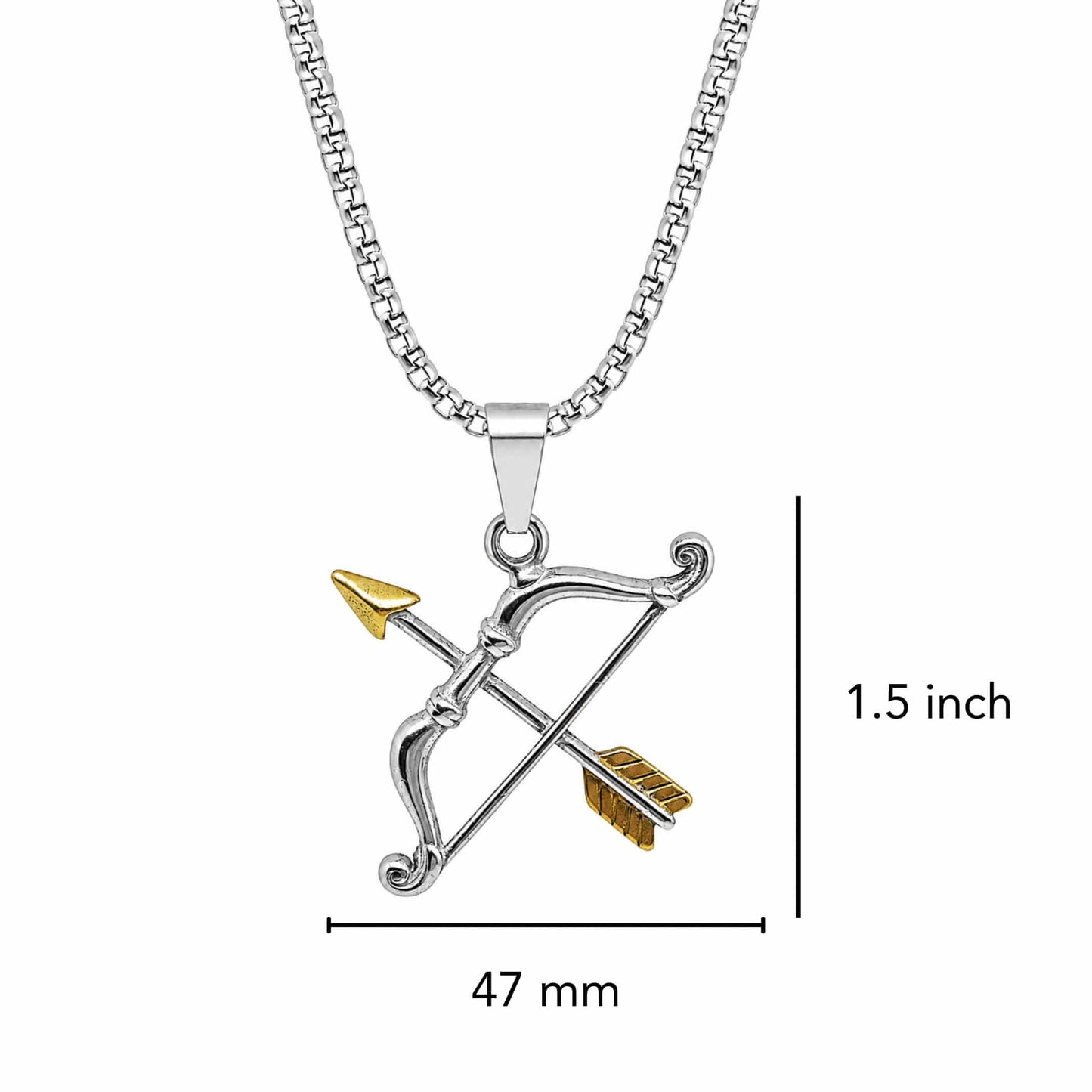THE MEN THING SS Pendant/ Necklace SAGITTAR - Pure Vintage Pure Steel Pendant with 24inch Round Box 5mm Chain for Men & Boys