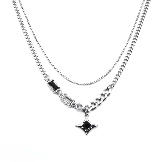 THE MEN THING SS Pendant/ Necklace SHADOW STAR - 16mm Titanium Steel Pendant with 17 to 19inch Chain for Men & Boys with adjustable cable chain