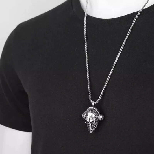 THE MEN THING SS Pendant/ Necklace SKULLBEAT - Alloy Pendant with Pure Stainless Steel 24inch Chain for Men, American trending Style - Round Box Chain