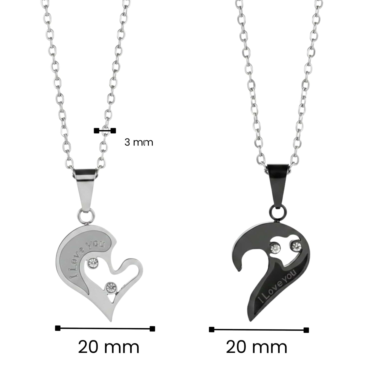 THE MEN THING SS Pendant/ Necklace SOULMATE HEART PUZZLE - Pure Titanium Steel Pendant with 18 to 20 inch Cuban adjustable Chain for Men & Boys