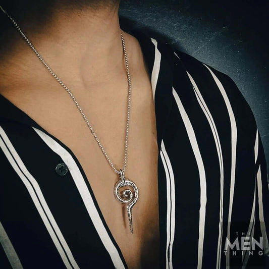 THE MEN THING SS Pendant/ Necklace SPIRAL WEAPON - Alloy Pendant with Pure Stainless Steel 24inch Round Box Chain, European trending Style for Men & Boy