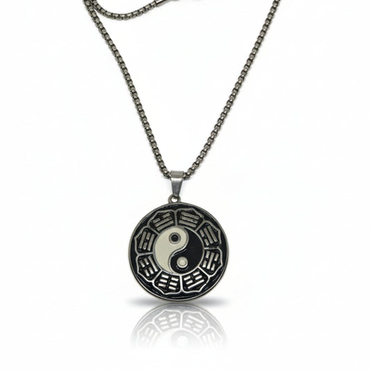 THE MEN THING SS Pendant/ Necklace TAOSPIRIT - 38mm Titanium Steel Pendant with 24inch Round Box 5mm Chain for Men & Boys